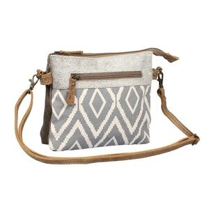 Myra Bag "Blaze" Up-cycled Canvas & Leather Crossbody Bag